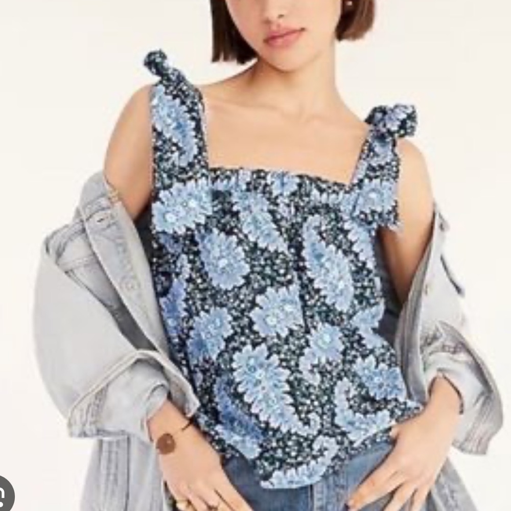 Jcrew collection ratti print paisley tie shoulder tank